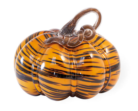 Tiger Stripe Glass Pumpkin