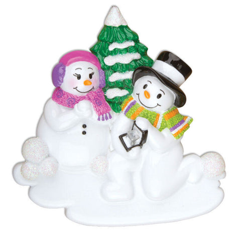 Personalized Ornament - Snow Couple Engagement