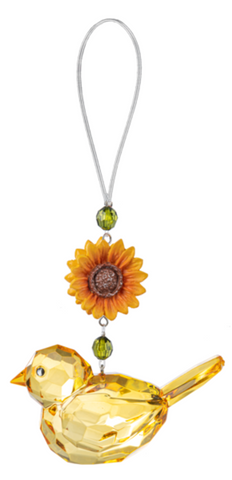 Crystal Expressions - 3" Sunflower Bird Ornament (Yellow)
