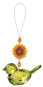 Crystal Expressions - 3" Sunflower Bird Ornament (Green)