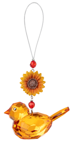 Crystal Expressions - 3" Sunflower Bird Ornament (Gold)
