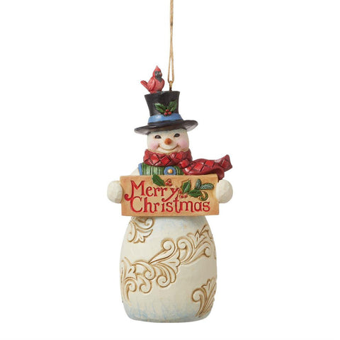 Jim Shore Ornament - Snowman & Merry Christmas Sign 6012975