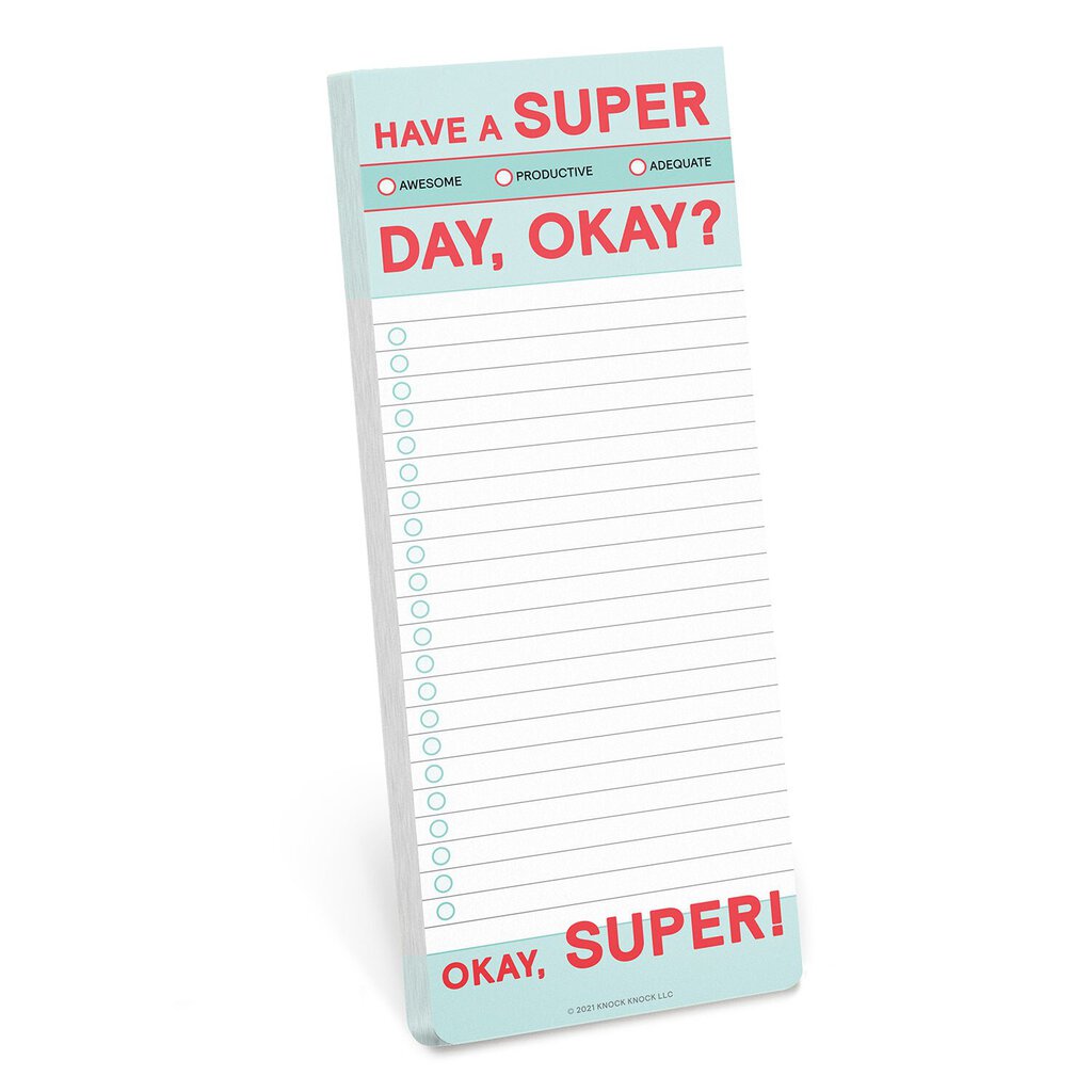 Knock Knock - Make A List Pad - Have A Super Day