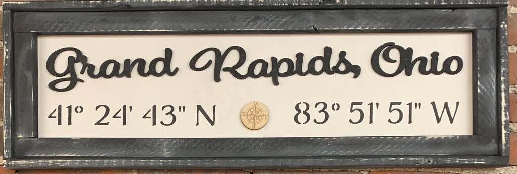 Pine Designs - Grand Rapids Framed Coordinates Sign