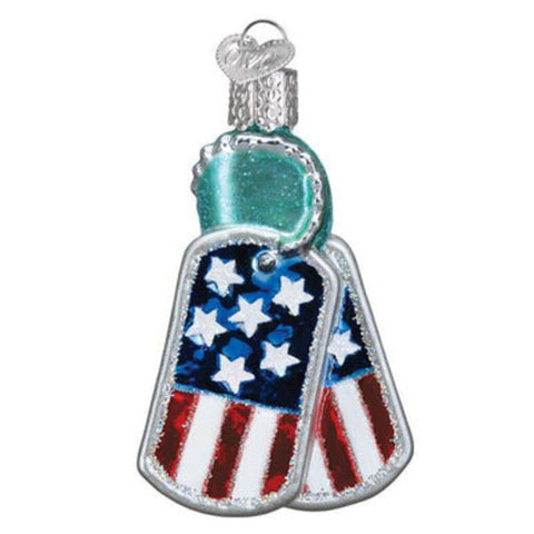 Old World Christmas - Military Tags Blown Glass Ornament