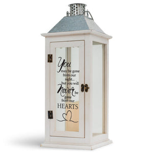Never Gone From Our Hearts Classic White 6.5 x 6.5 x 17 LED Candle Lantern