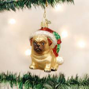 Old World Christmas - Holly Hat Pug