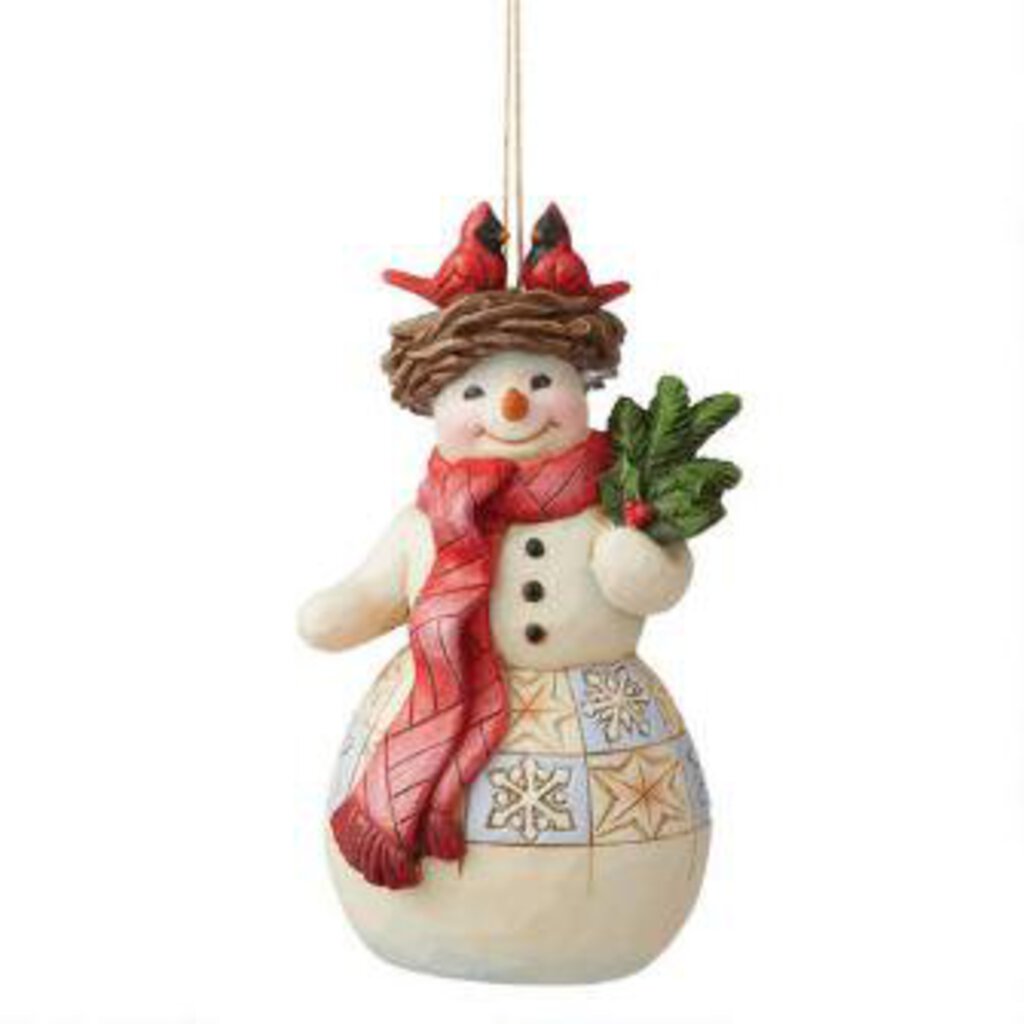 Jim Shore Ornament - Snowman w/Cardinal Nest 6009469