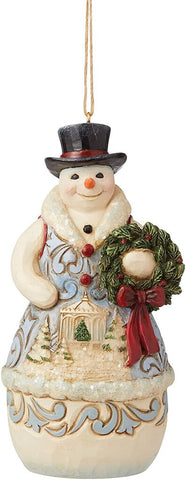 Jim Shore Ornament - Victorian Snowman w/Wreath 6009498