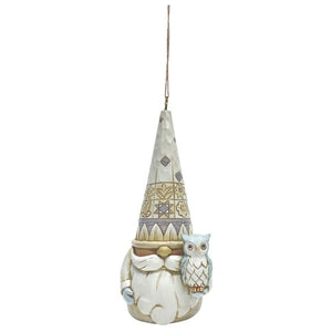 Jim Shore Ornament - White Woodland Gnome & Owl