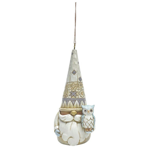 Jim Shore Ornament - White Woodland Gnome & Owl