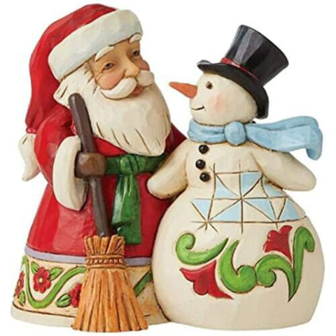 Jim Shore - Santa with Snowman Pint Sized Figurine 6009004