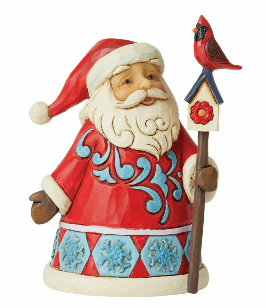 Jim Shore Mini Santa with Birdhouse & Cardinal 6009010