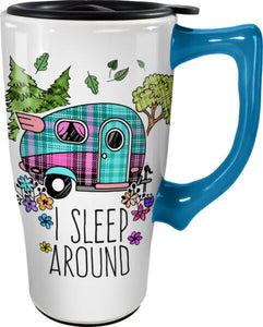 Ceramic Travel Mug - Camper "I Sleep Around"