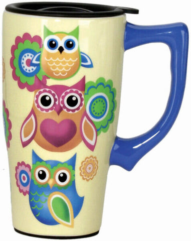 Ceramic Travel Mug - Owls