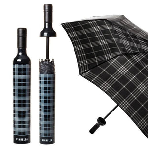 Vinrella Bottle Umbrella - Black Plaid