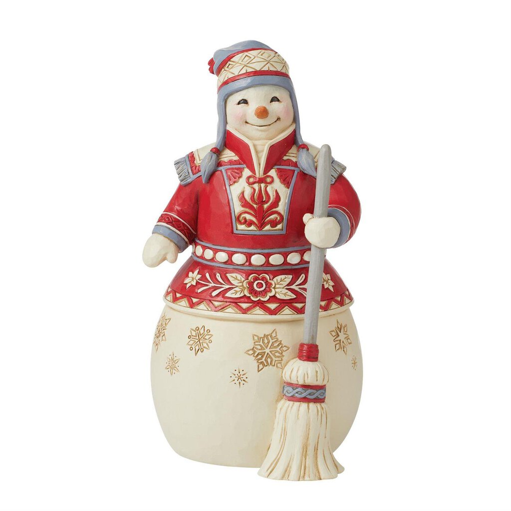 Jim Shore Snowman - Nordic Noel Snowman with Broom "Outside The Snow is Falling" 6012891