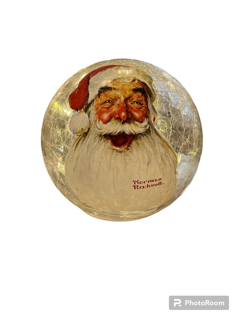 Norman Rockwell LED Glass Globe Smiling Santa