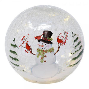 6 Inch Snowman with Cardinals LED Globe