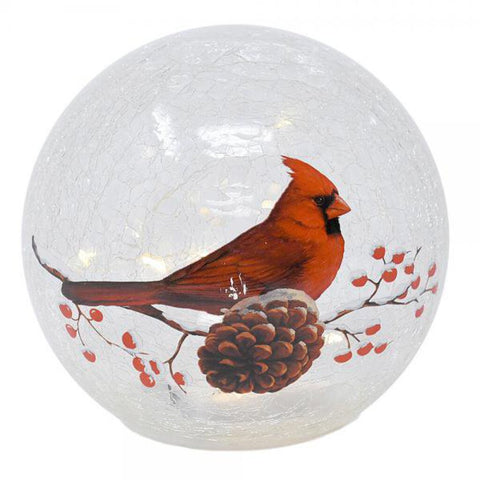 6" LED Glass Cardinal Globe