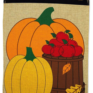 Fall Garden Flag - Burlap Apples & Pumpkins