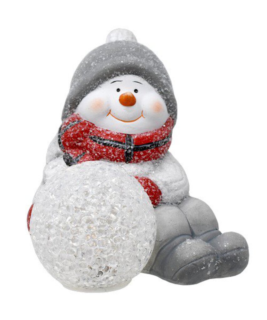 Sitting LED Snowman w/snowball