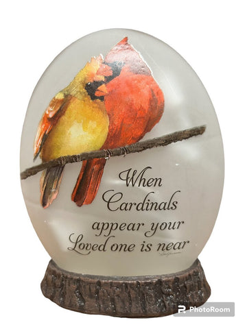 Stony Creek Pre-Lit Orb - Memorial Cardinal "Loved One Is Near"