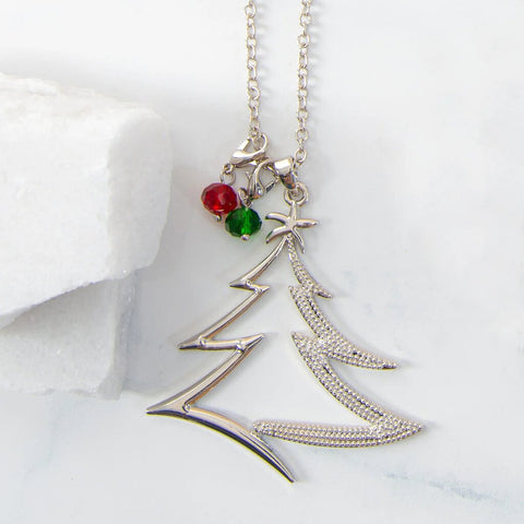 Marie Christmas Tree Beaded Pendant Necklace