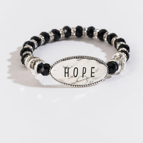 Hope Black Bead Bracelet