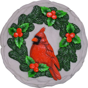 Christmas Stepping Stone - Cardinal & Wreath