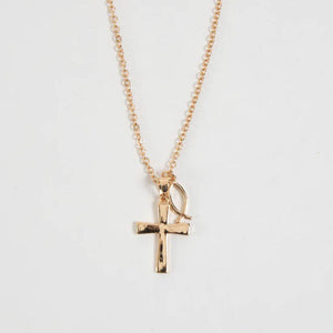 Carey Inspirational Gold Cross & Jesus Fish 16" Necklace