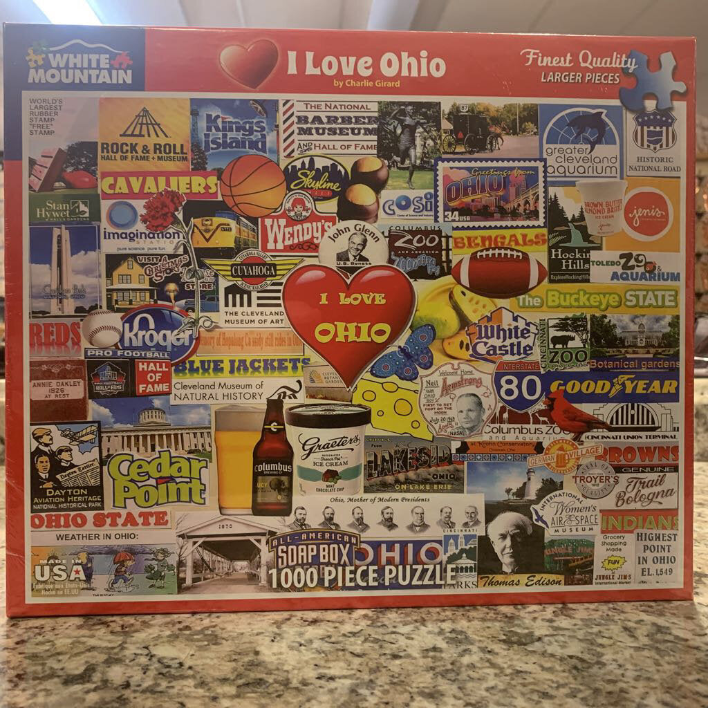 White Mountain I Love Ohio 1000pc Puzzle